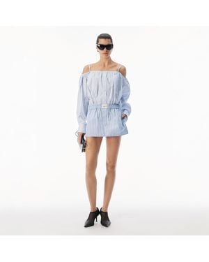 Alexander Wang Off Shoulder Dress With Boxer Waist - Blue
