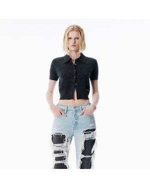 Alexander Wang Wool Short Sleeve Polo Cardigan - Multicolor