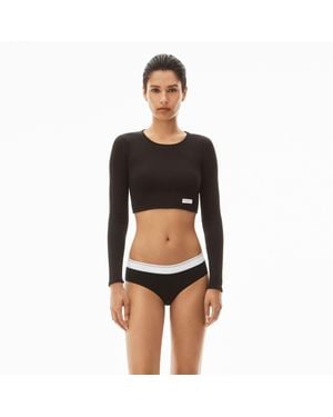 Alexander Wang Cropped Long-Sleeve Tee - Black