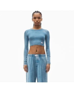 Alexander Wang Cropped Long-Sleeve Tee - Blue