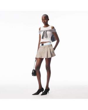 Alexander Wang Pleated Mini Skort With Boxer Waistband And Zip Details - White