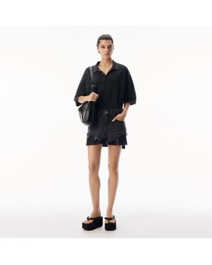 Alexander Wang Layered Polo Mini Dress With Reconstructed Denim Skirt - Black