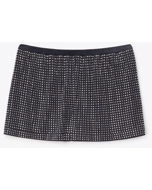 Alexander Wang Crystal Hotfix Mid-Rise Mini Skort - Black