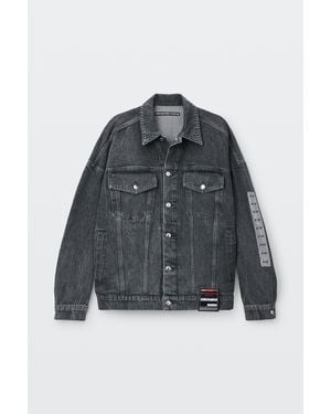 Alexander Wang Oversized Trucker Jacket With Graphic Detail - Black