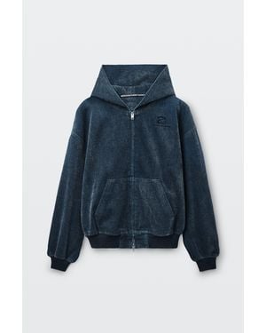 Alexander Wang Brushed Denim Oversized Hoodie - Blue