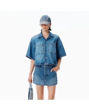 Alexander Wang Cropped Denim Shirt - Blue