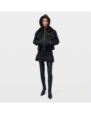 Alexander Wang Faux Fur Trim Denim Skirt - Black