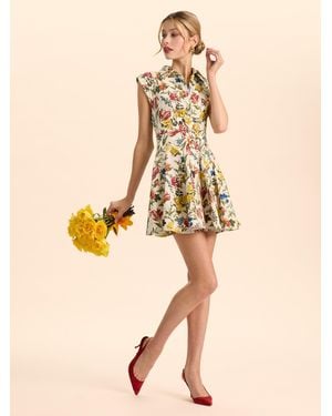 Alice + Olivia Kim Corset Shirt Dress - Natural
