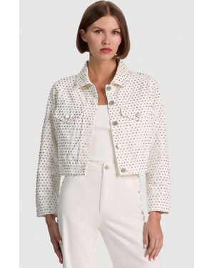 Alice + Olivia Chloe Embellished Denim Jacket - Natural
