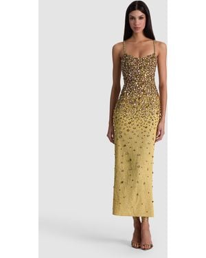 Alice + Olivia Nina Embellished Midi Gown - Metallic