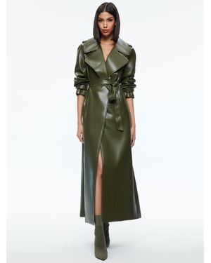 Alice + Olivia Jarrett Vegan Leather Trench Coat - Green