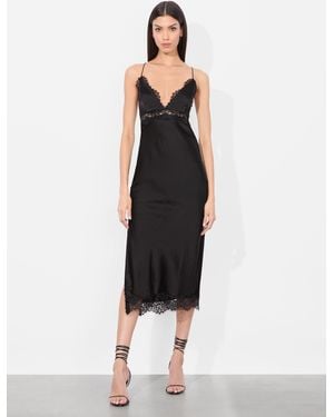 Alice + Olivia Zaira Lace Slip Midi Dress - Black