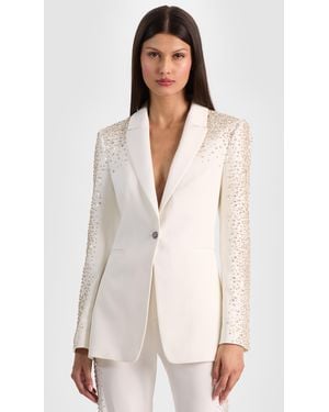 Alice + Olivia Breann Embellished Fitted Blazer - White