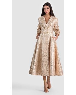 Alice + Olivia Ellie Trench Coat With Mixed Jacquard - Natural
