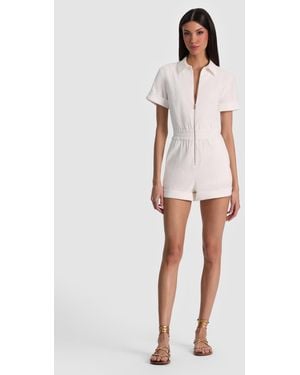 Alice + Olivia Levi Linen Romper - White