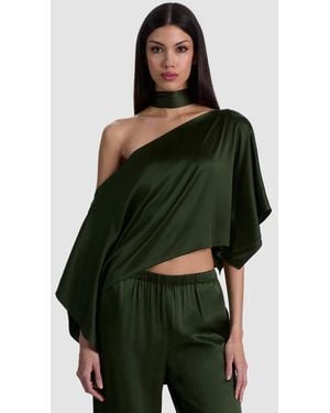 Alice + Olivia Rita Draped Top With Scarf - Green