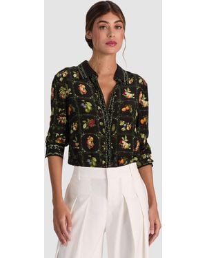Alice + Olivia Willa Silk Blouse - Black