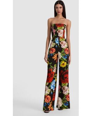 Alice + Olivia Beatriz Strapless Wide Leg Jumpsuit - White