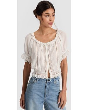 Alice + Olivia Mclaine Puff Sleeve Blouse - White