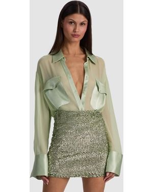 Alice + Olivia Finely Oversized Utility Shirt - Green