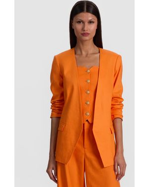 Alice + Olivia Corbin Collarless Linen Blazer - Orange
