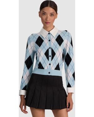 Alice + Olivia Dollie Wool Collared Cardigan - Gray