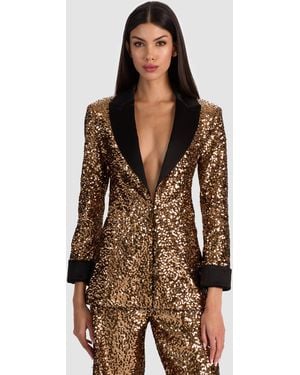 Alice + Olivia Justin Sequin Blazer - Brown