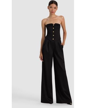 Alice + Olivia Kelcey Strapless Wool Jumpsuit - White