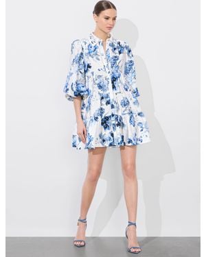 Alice + Olivia Junia Embroidered Collar Tiered Tunic Mini