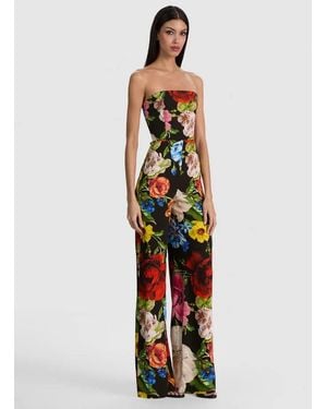Alice + Olivia Beatriz Strapless Wide Leg Jumpsuit - White