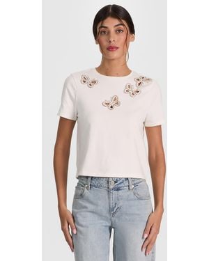 Alice + Olivia Cindy Embellished Cutout Tee - White