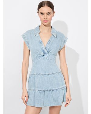 Alice + Olivia Jem Denim Tiered Mini Dress in Blue | Lyst