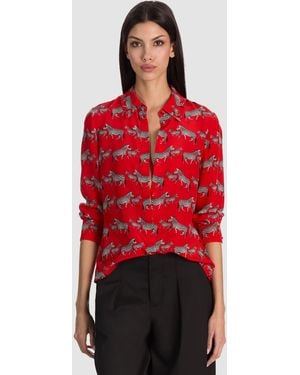 Alice + Olivia Willa Button Down Blouse - Red