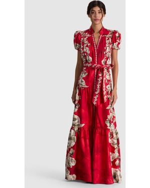 Alice + Olivia Cora Maxi Shirt Dress - Red