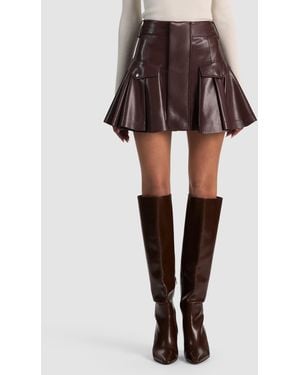 Alice + Olivia Trinity Vegan Ruffle Skirt - Brown