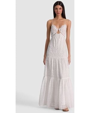 Alice + Olivia Nicky Lace Tiered Maxi Dress - White