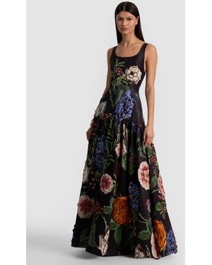 fitted lace wedding dress alice + olivia Women's Arista Sleeveless Cross Back Pleat Maxi Dress,  Solstice, Purple, 0 at Amazon Women's Clothing store main image 0
