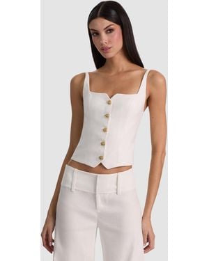 Alice + Olivia Kelcey Linen Vest - White