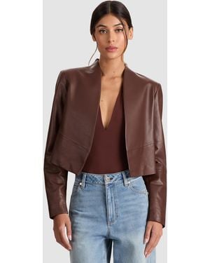 Alice + Olivia New Harvey Leather Jacket - Brown