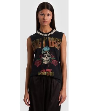 Alice + Olivia Micah Embellished Muscle Tank - Black