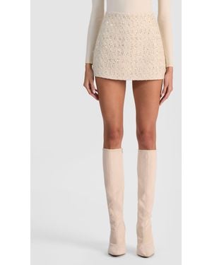Alice + Olivia Rubi Embellished Tweed Mini Skirt - White