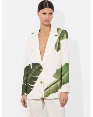 Alice + Olivia Elna Linen Blazer - Green