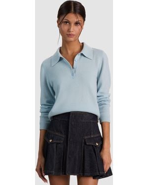 Alice + Olivia Trevor Cashmere Polo - Blue