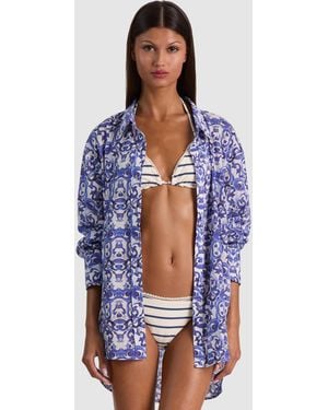 Alice + Olivia A+O X Coniglio Palm Beach Button Down - Blue