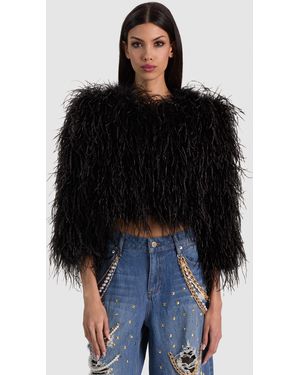 Alice + Olivia Kidman Feathered Jacket - Black