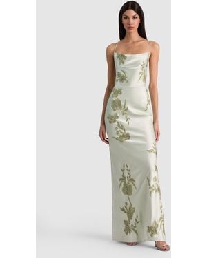 Alice + Olivia Montana Embellished Maxi Slip Dress - Green