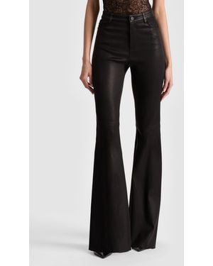 Alice + Olivia Brent Leather Bell Pant - Black