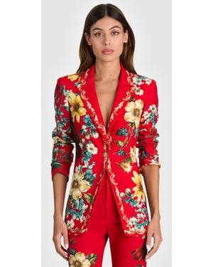 Alice + Olivia Breann Long Fitted Blazer - Red
