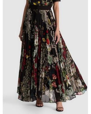 Alice + Olivia Katz Pleated Maxi Skirt - Black