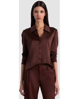 Alice + Olivia Willa Silk Blouse - Brown